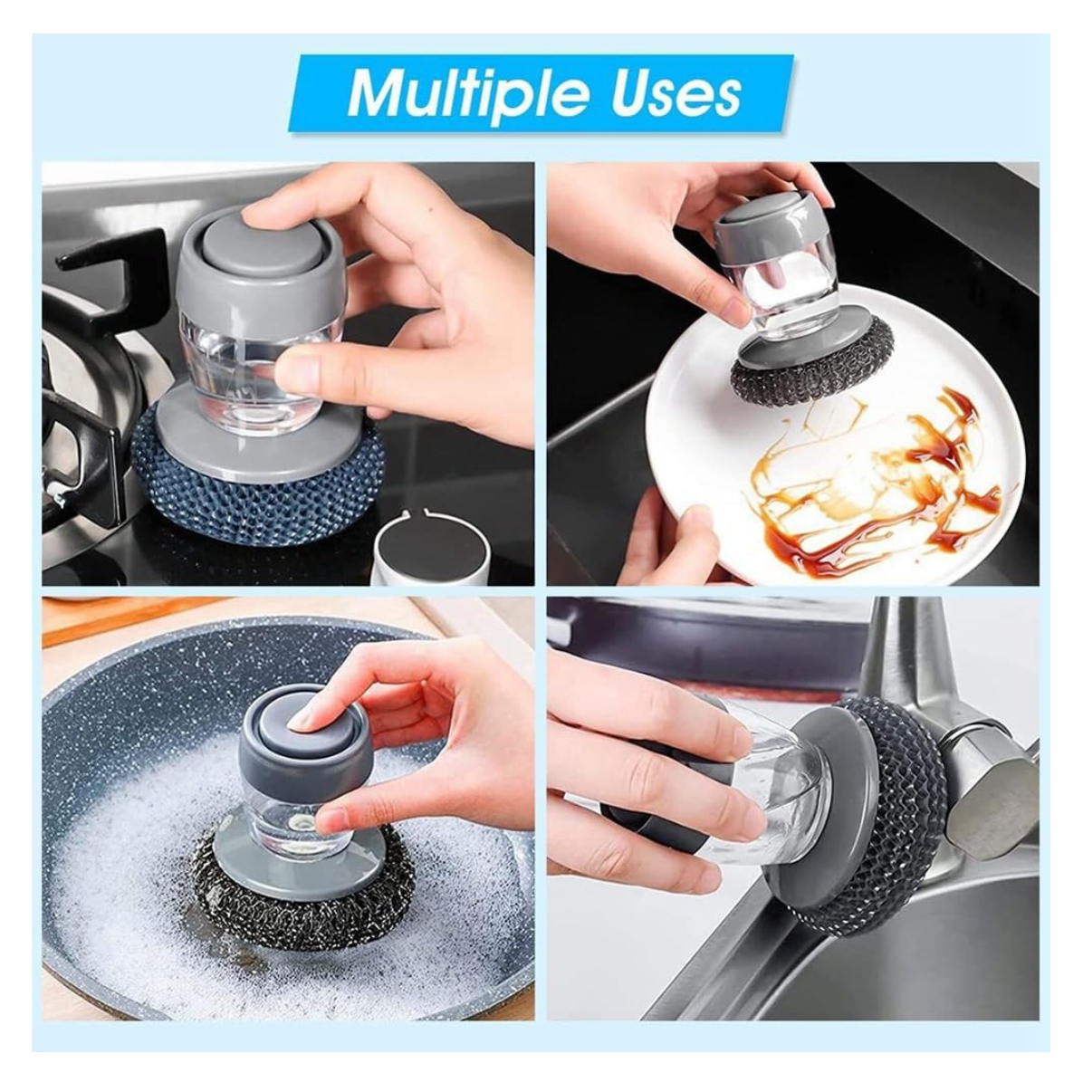 Miniatura 3 de Cepillo Dispensador Jabón Loza Brillo